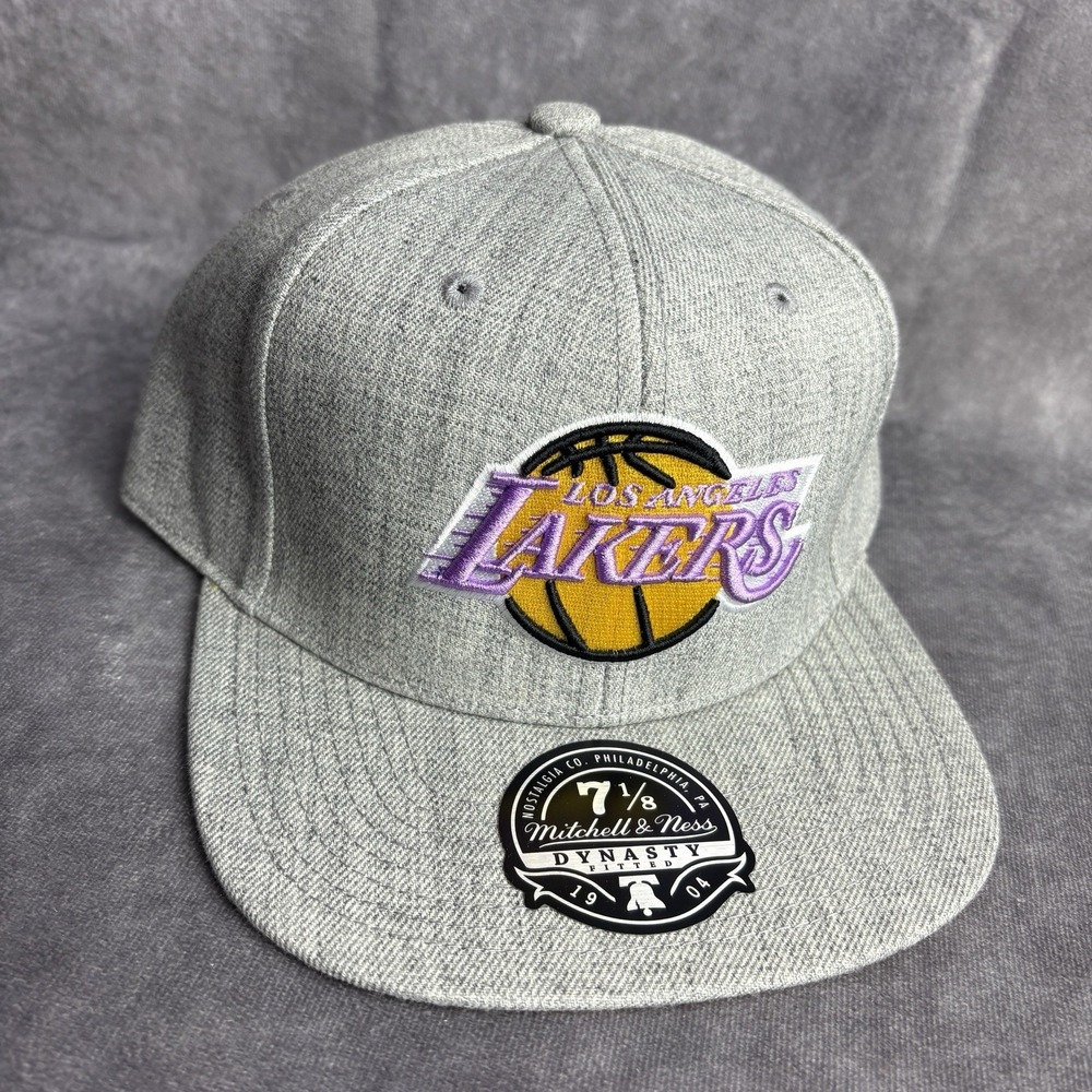 Los Angeles Lakers‎ Mitchell And Ness Fitted Hat 7 1/8 Grey Dynasty NBA NEW